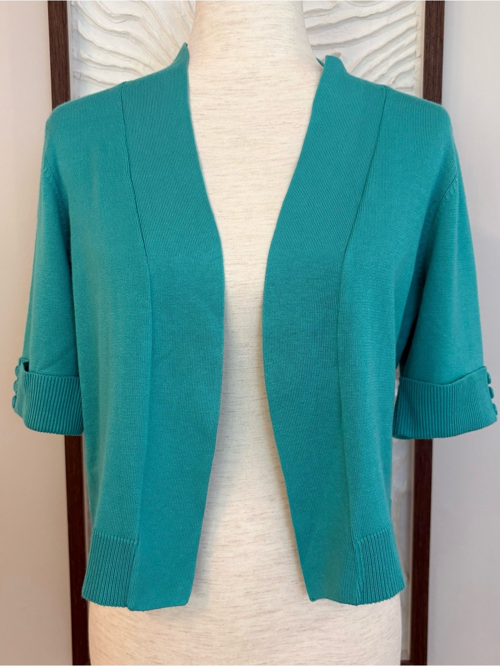 89th & Madison Teal Open Front Cardigan Shrug Medium NWOT